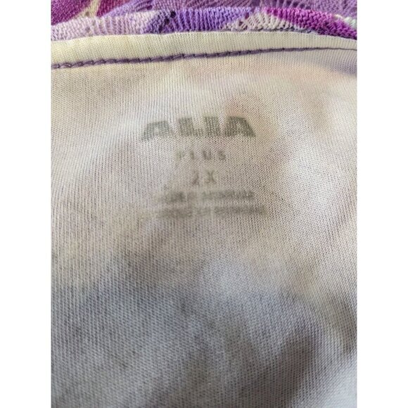 Alia Womens Plus Size 2X Top Blouse Lilac Short Sleeve Light Crochet Knit Lined - Picture 7 of 7